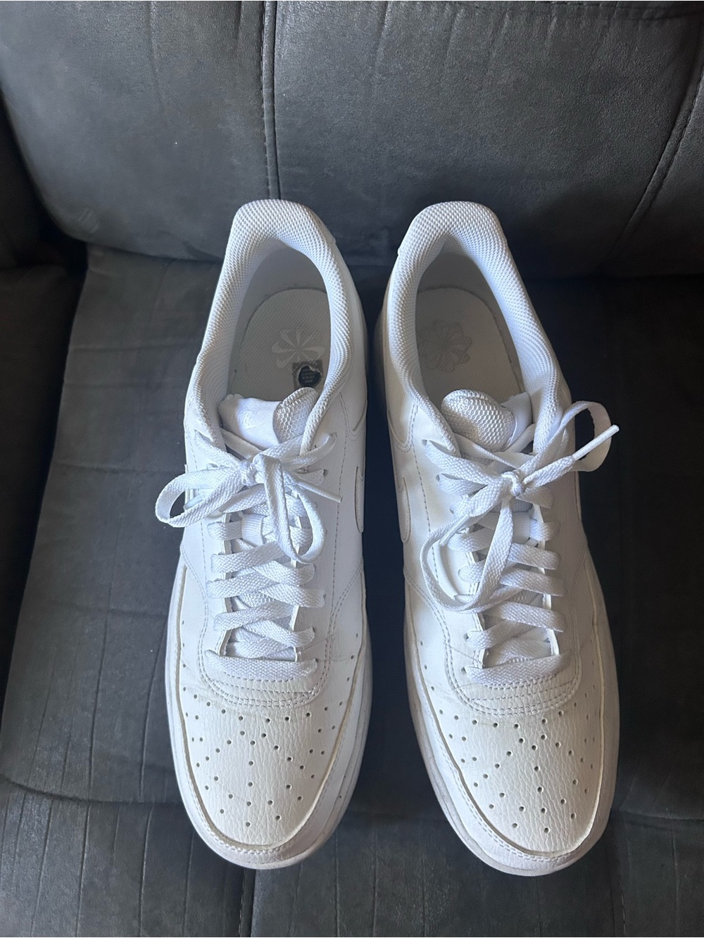 Nike all white court vision shoes